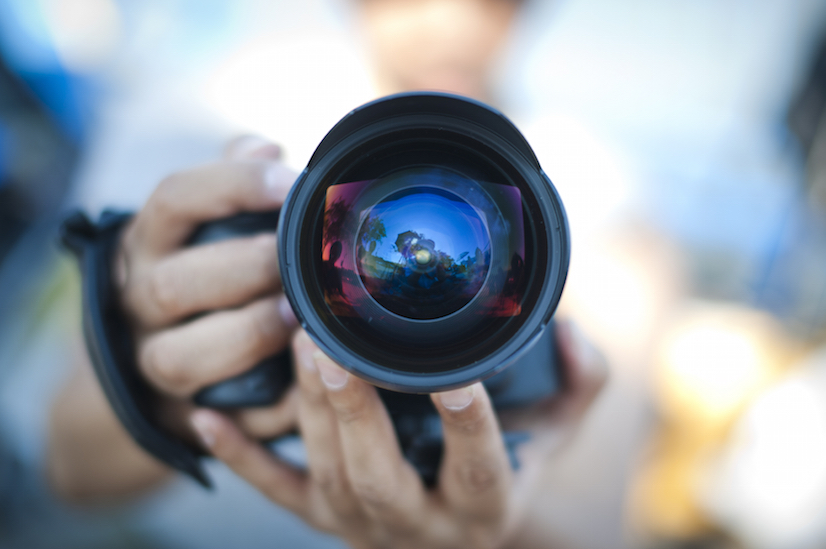 mãos, lente de câmera fotográfica
